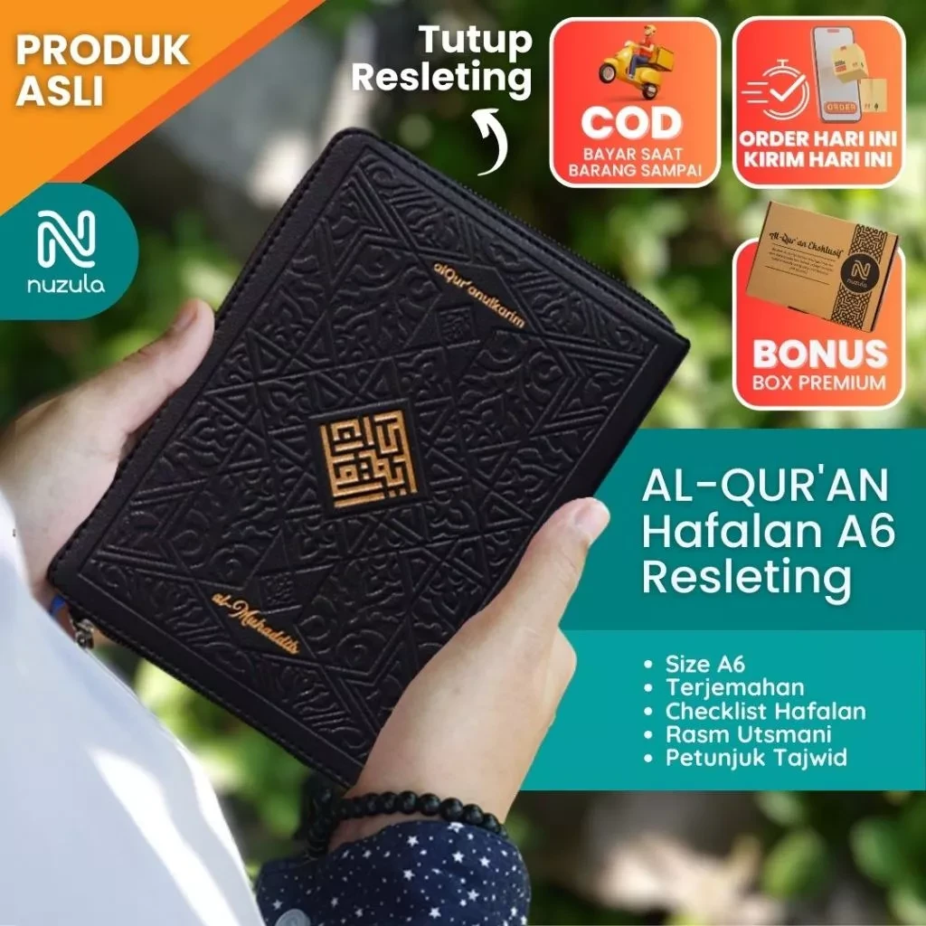Al-Qur'an Translation A6 Zipper Al Muhaddits - Tajwid Color Mushaf Al Quran small mini Translation of Al-Quran Pocket Travel 30 Juz