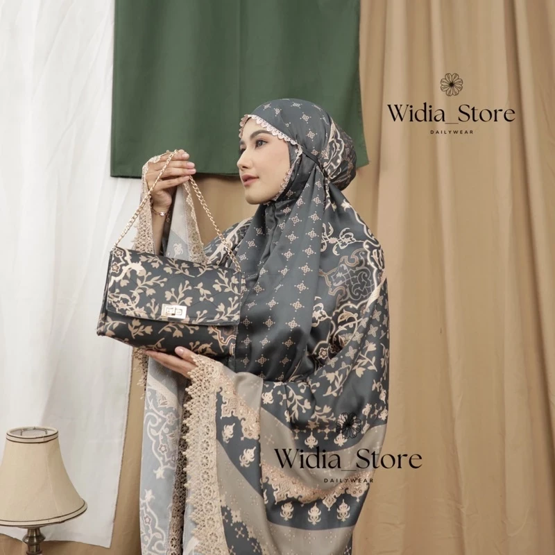 Mukena Adult Silk Daily 2In1 Luxury Lace Series Premium Bag Motif