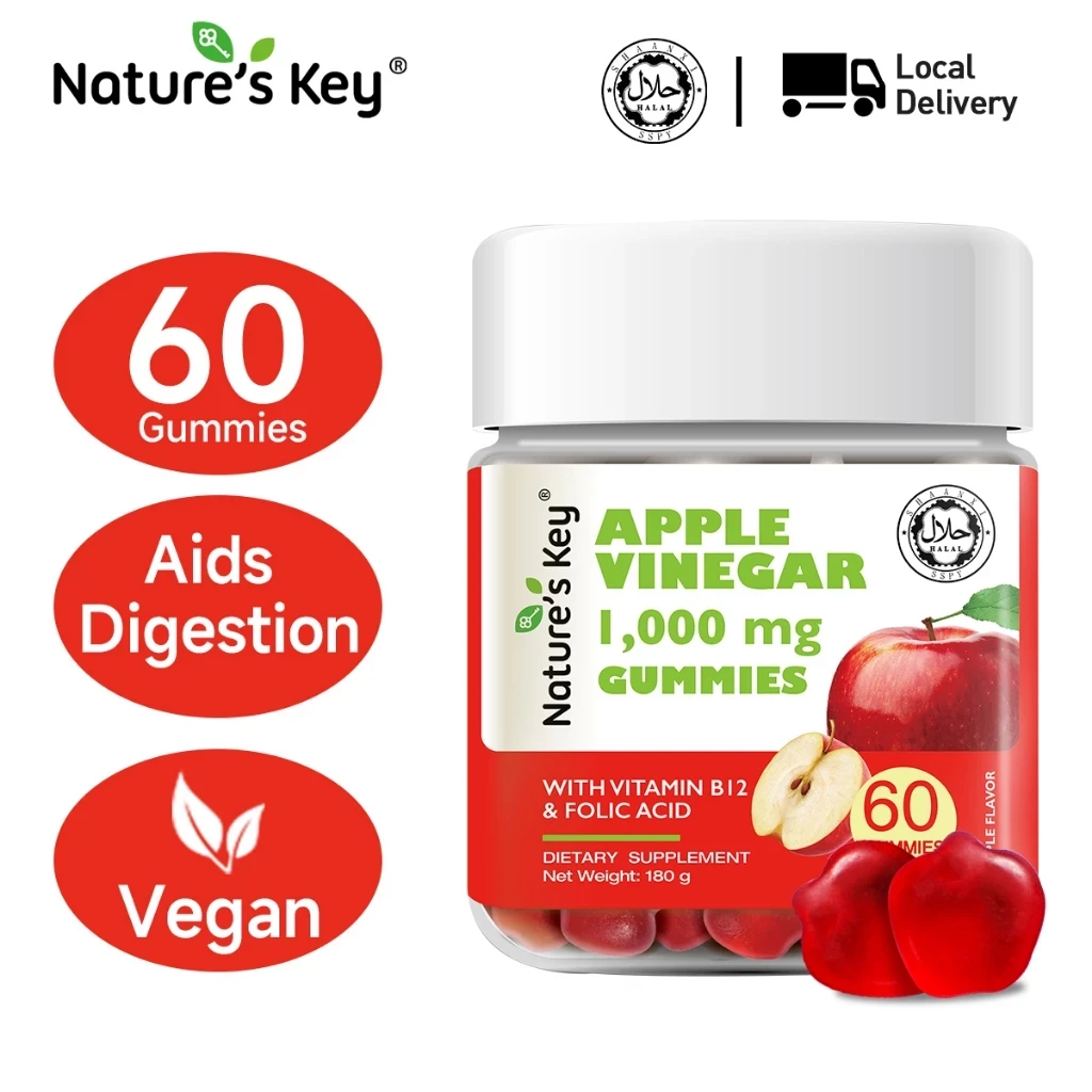 Nature's Key Vegan Apple Cider Vinegar Gummies (1000mg x 60 Gummies)
